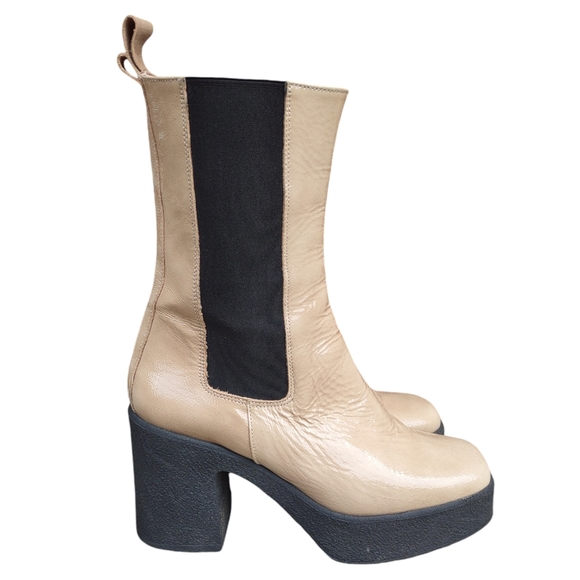 Intentionally Blank Size 38(7.5-8) Bossy Leather Chunky Platform Chelsea Boots - Picture 5 of 16